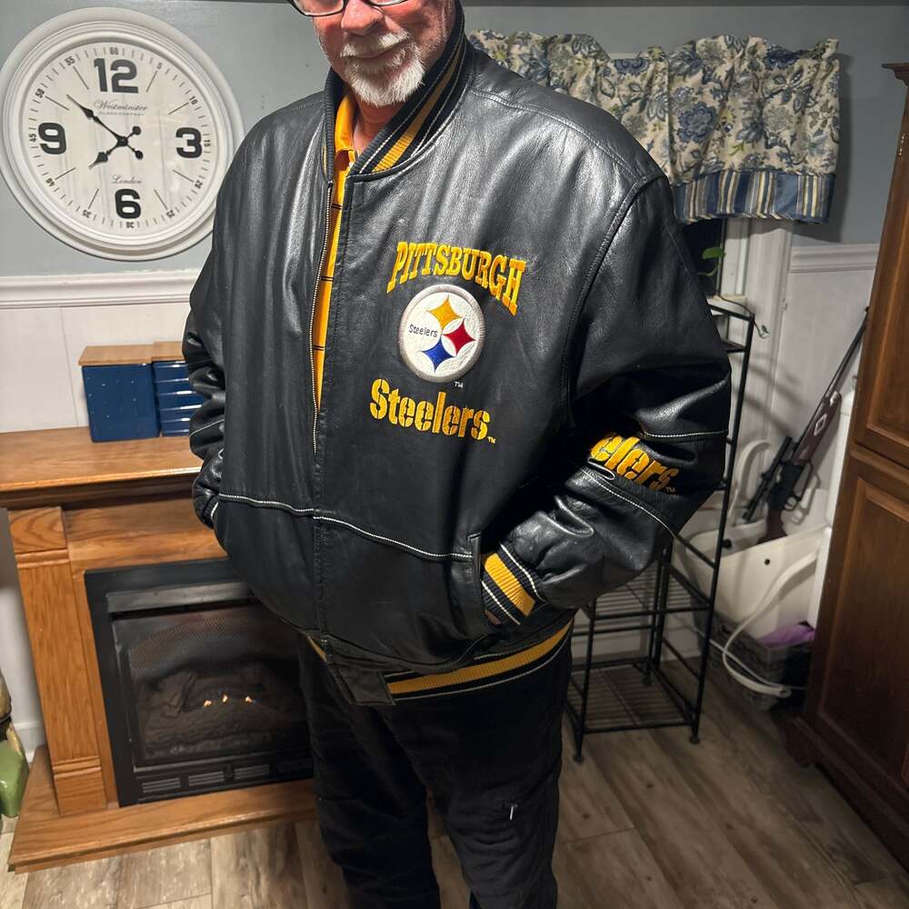 Vintage Pittsburgh Steelers Genuine Leather Bomber Varsity Jacket - 2XL